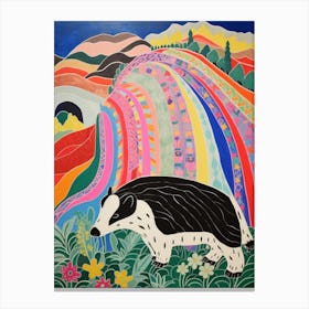Maximalist Animal Painting Badger 5 Canvas Print
