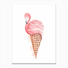 Flamingo Icecream Cone Canvas Print