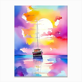 Sailboat At Sunset 8 Canvas Print