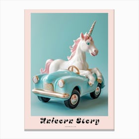 Toy Pastel Unicorn In A Toy Car 1 Poster Stampe su tela