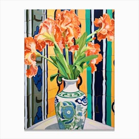 Flowers In A Vase Still Life Painting Gladiolus 3 Canvas Print