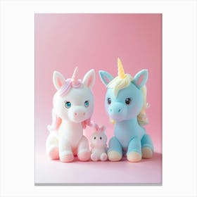 Toy Unicorns & Bunny Pastel Canvas Print