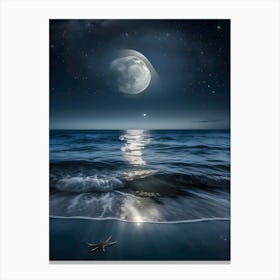 Full Moon Over The Ocean 4 Canvas Print