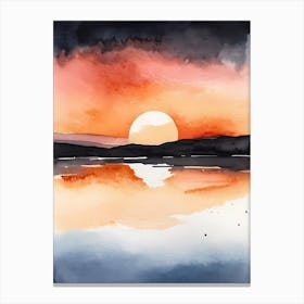 Minimalist Sunset Watercolor Painting (6) Canvas Print
