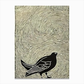 Pigeon Linocut Bird Canvas Print