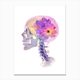 Skull With Purple Flower Canvas Print