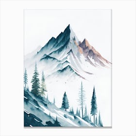 Mountain And Forest In Minimalist Watercolor Vertical Composition 41 Canvas Print
