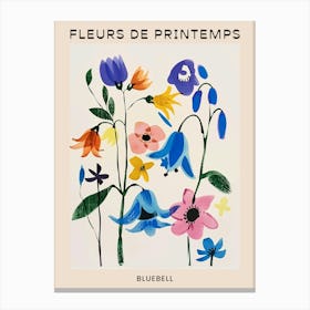 Spring Floral French Poster  Bluebell 1 Canvas Print