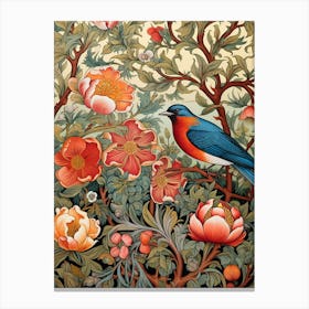 Bird In A Flower Garden Canvas Print