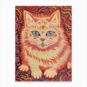 Louis Wain, Kaleidoscope Cat Pink And Orange 4 Canvas Print