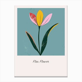 Flax Flower 2 Square Flower Illustration Poster Canvas Print