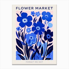 Blue Flower Market Poster Forget Me Not 4 Canvas Print