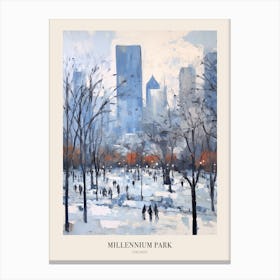 Winter City Park Poster Millennium Park Chicago 4 Canvas Print