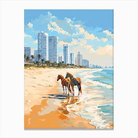 Horse Painting In Miami Beach Post Impressionism Style 13 Canvas Print