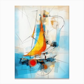 Sailboat 03 - Avant Garde Abstract Painting in Yellow, Red and Blue Color Palette in Modern Style Canvas Print