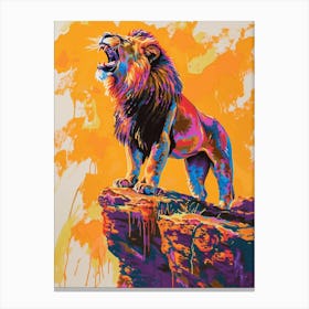 Transvaal Lion Roaring On A Cliff Fauvist Painting 1 Canvas Print