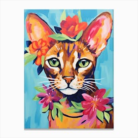 Abyssinian Cat With A Flower Crown Painting Matisse Style 4 Canvas Print