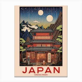 Ginzan Onsen, Visit Japan Vintage Travel Art 2 Canvas Print