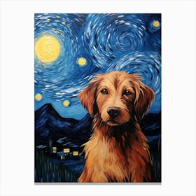 Golden Retriever Starry Night Canvas Print