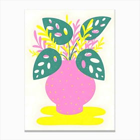 Pink Vase Flowers Canvas Print