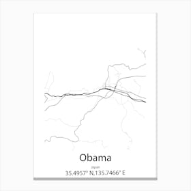 Obama,Japan Minimalist Map Canvas Print