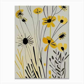 Tickseed Wildflower Modern Muted Colours 1 Canvas Print