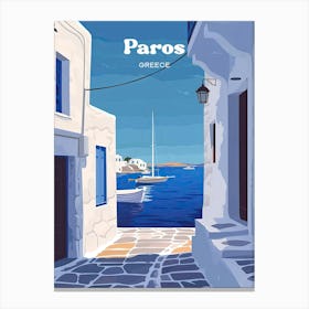 Paros Greece Aegean Sea Travel Art Illustration Canvas Print