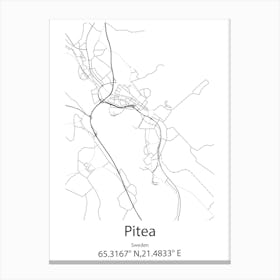 Pitea,Sweden Minimalist Map Canvas Print