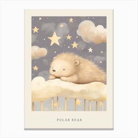 Sleeping Polar Bear 4 Nursery Poster Canvas Print
