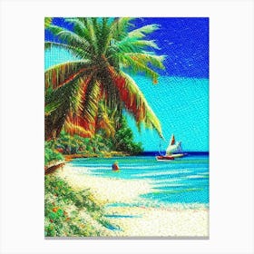 Cayo Levantado Dominican Republic Pointillism Style Tropical Destination Canvas Print