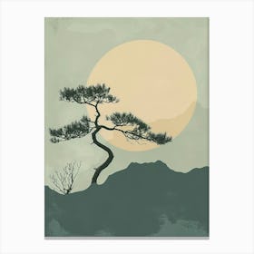 Juniper Tree Minimal Japandi Illustration 1 Canvas Print