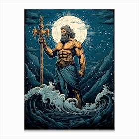  An Illustration Of The Greek God Poseidon 5 Canvas Print