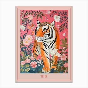 Floral Animal Painting Tiger 6 Poster Canvas Print