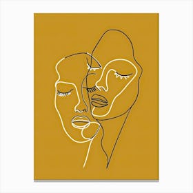Simplicity Lines Woman Abstract In Yellow 7 Canvas Print