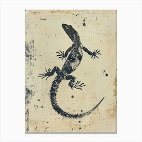 Black Minimalist Lizard Block Print 2 Canvas Print
