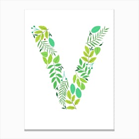 Leafy Letter V Canvas Print