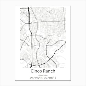 Cinco Ranch,United States Minimalist Map Canvas Print