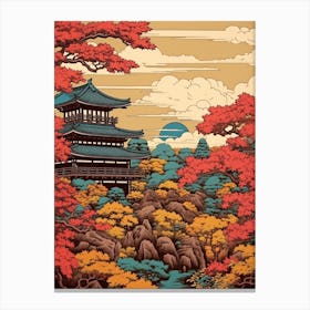 Kenrokuen Garden, Japan Vintage Travel Art 2 Canvas Print