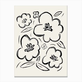 Flower Sketch 2 Black White Canvas Print