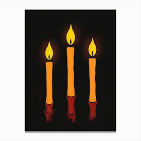 Three Burning Candles Canvas Print