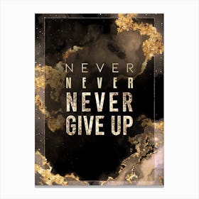 Never Give Up Gold Star Space Motivational Quote Canvas Print