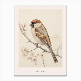 Vintage Bird Drawing Sparrow 1 Poster Canvas Print