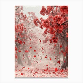 Red Cherry Blossoms 1 Canvas Print