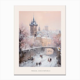 Dreamy Winter Painting Poster Prague Czech Republic 4 Canvas Print