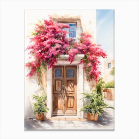 Mallorca, Spain   Mediterranean Doors Watercolour Painting 1 Canvas Print