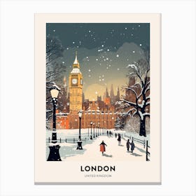 Winter Night  Travel Poster London United Kingdom 2 Canvas Print