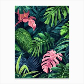 Tropical Leaves Seamless Pattern 31 Canvas Print