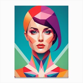 Colorful Geometric Woman Portrait Low Poly (7) Canvas Print