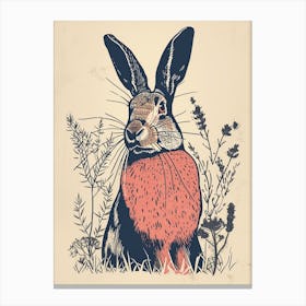 Harlequin Blockprint Rabbit Illustration 1 Canvas Print