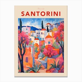 Santorini Greece Fauvist Travel Poster Canvas Print